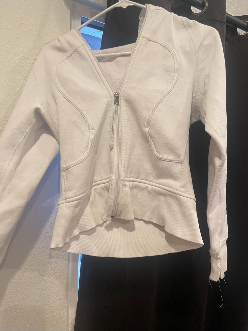 Lululemon Women's White Hooded Zip Utility Jacket with Sculpted Seams